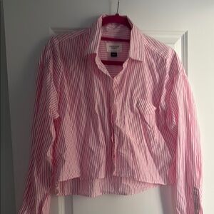 American Eagle Outfitters Pink and White Striped Shirt